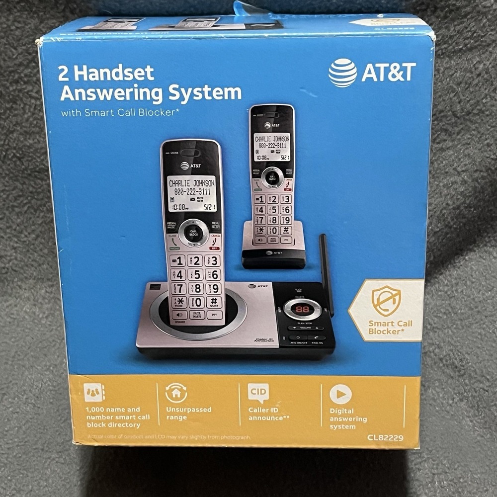 AT&T 2 Handset Answering System Telephones CL82229 Smart Call‎ Blocker ROSE GOLD